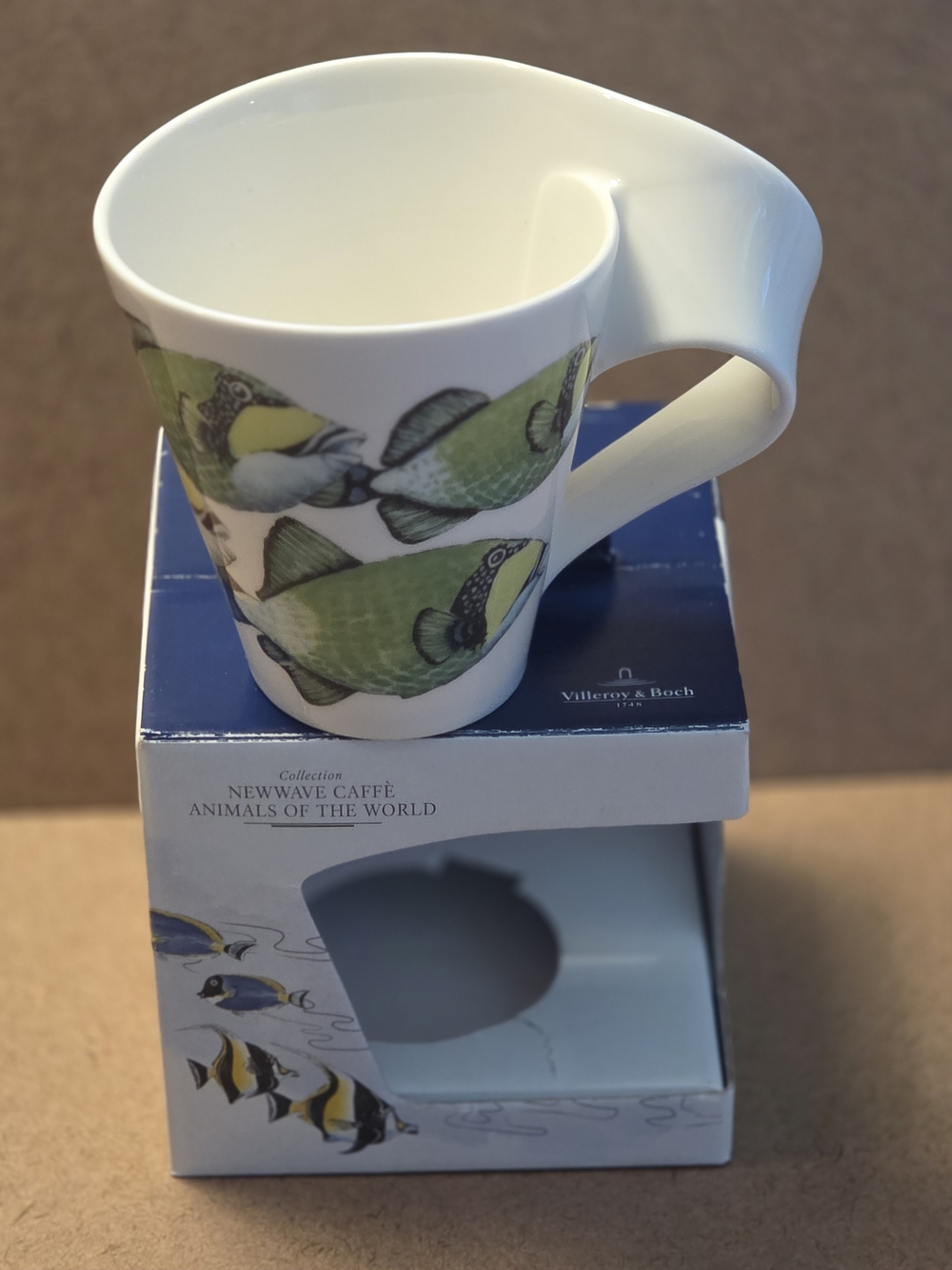 Villeroy & Boch White Ceramic Mug with Green Fish Motif
